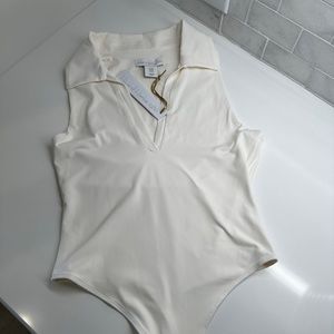 House of Harlow 1960 Collard Ivory Bodysuit Size S